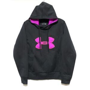 Under Armour Hoodie Womens S Semi Fitted Cold Gear Black Hot Pink Athleisure Y2K